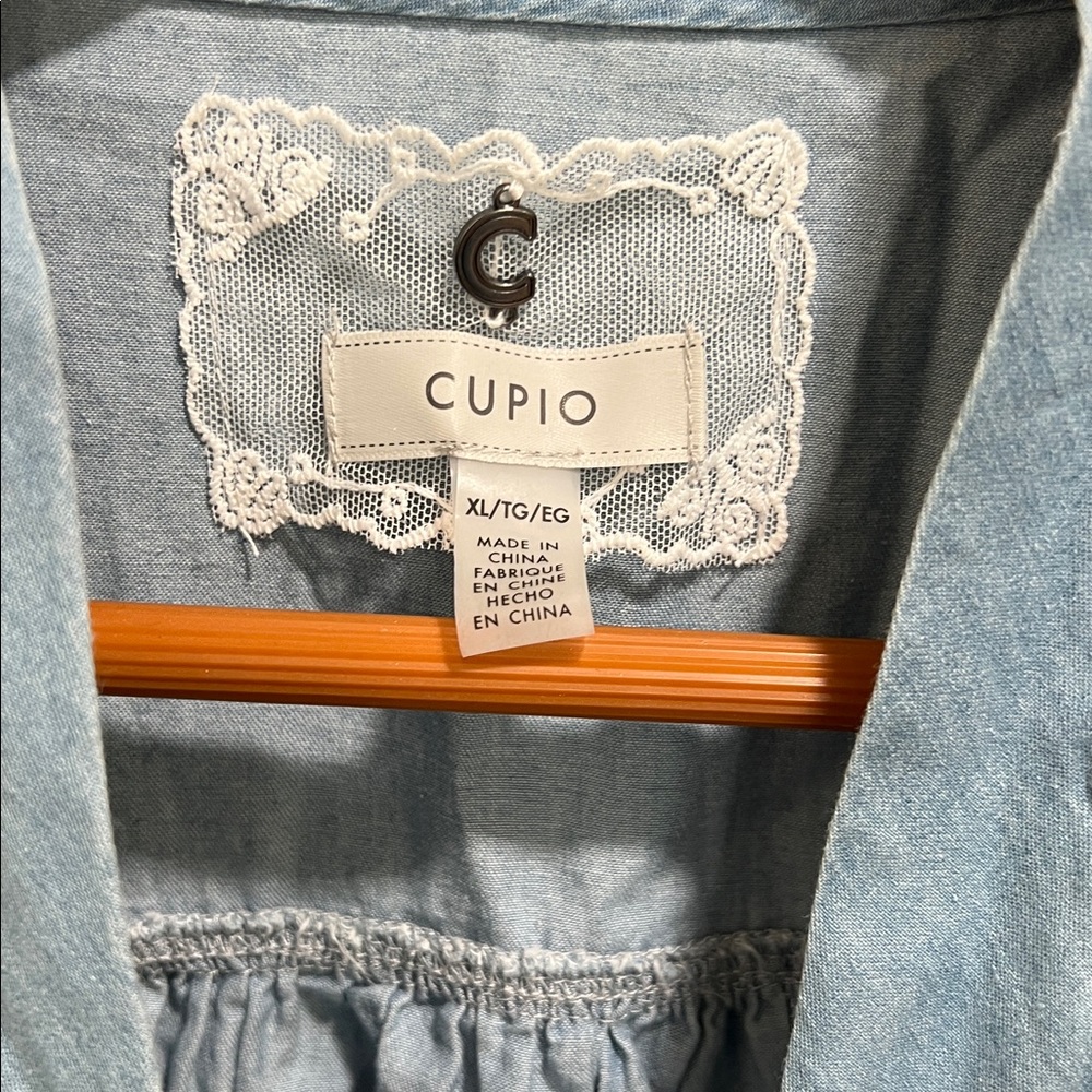 Chico's Denim Blue Tie-Front Top - Picture 2 of 3